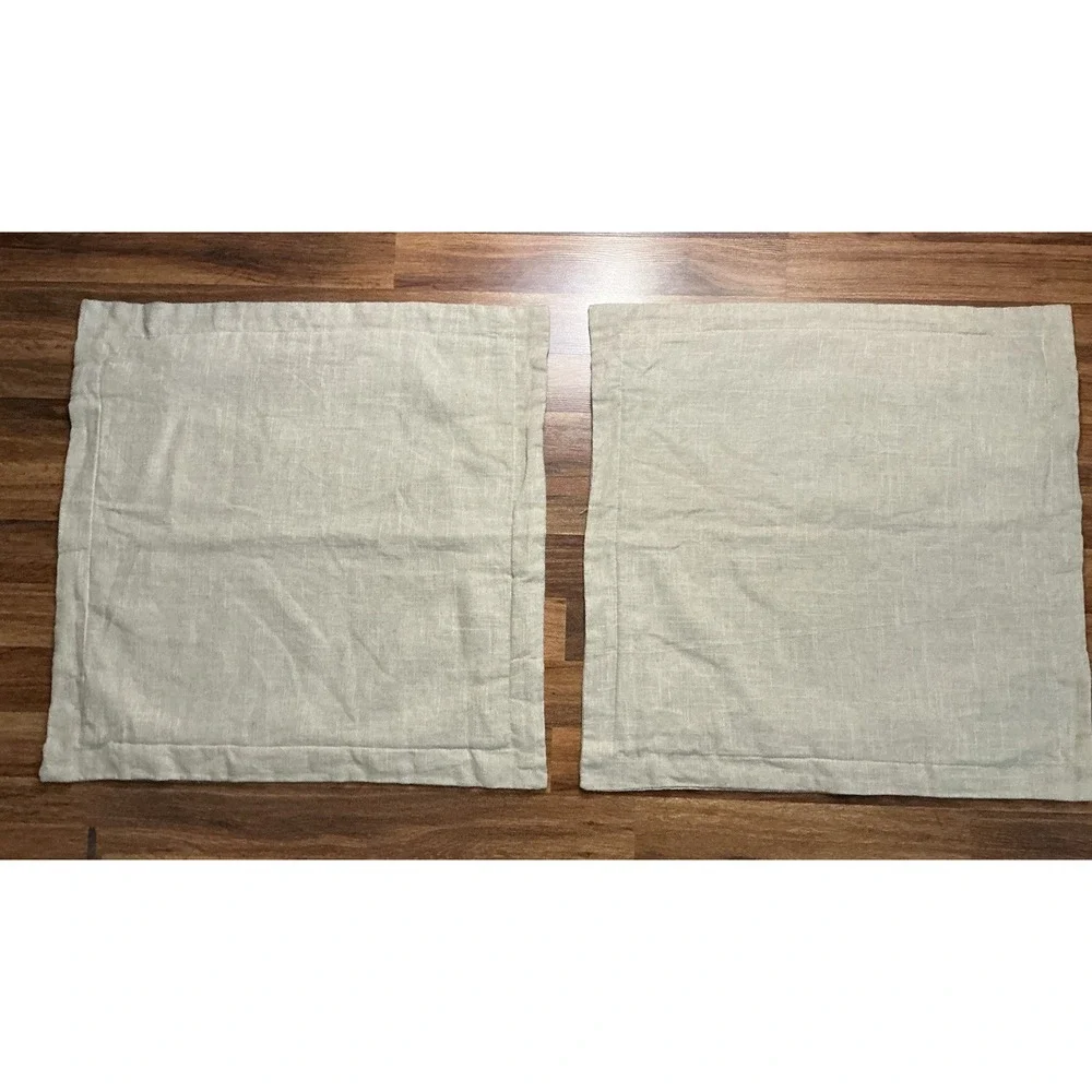 Pair Of NINA HOME Neutral Toned Textured Linen Blend EURO Pillow Shams 26